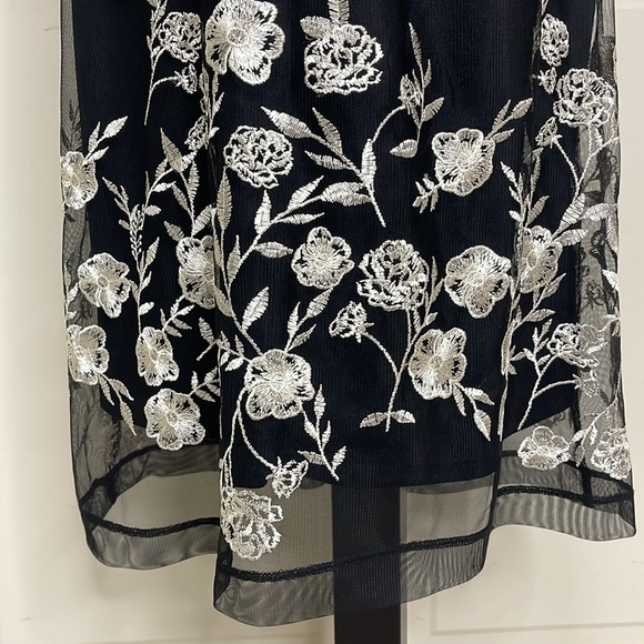 Roz & Ali Womens Black Floral Embroidered Stitched Sheath Dress Size 14 - Picture 6 of 12